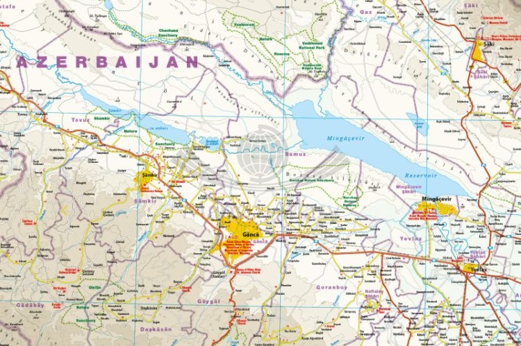 Azerbejdżan 1:400 000. Wodoodporna mapa samochodowo-turystyczna wydawnictwa Reise Know-How. Fragment