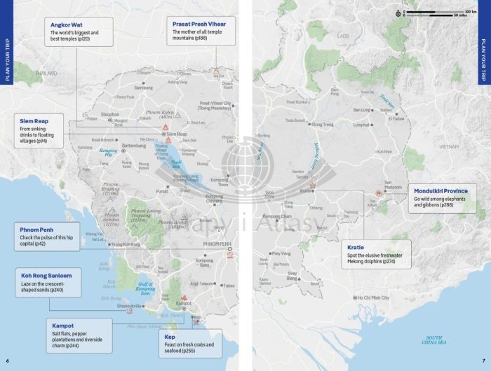 Kambodża / Cambodia. Przewodnik Pocket z mapą wydawnictwa Lonely Planet. Przykładowe strony 2