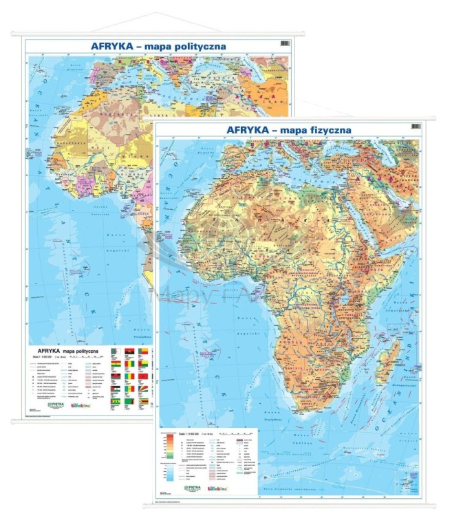 Afryka 1:9 000 000. Dwustronna mapa ścienna. Polityczna i fizyczna
