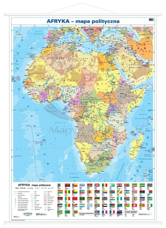 Afryka 1:9 000 000. Dwustronna mapa ścienna. Polityczna i fizyczna. Strona polityczna