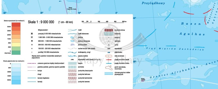 Afryka 1:9 000 000. Dwustronna mapa ścienna. Polityczna i fizyczna. Strona fizyczna - fragment 3