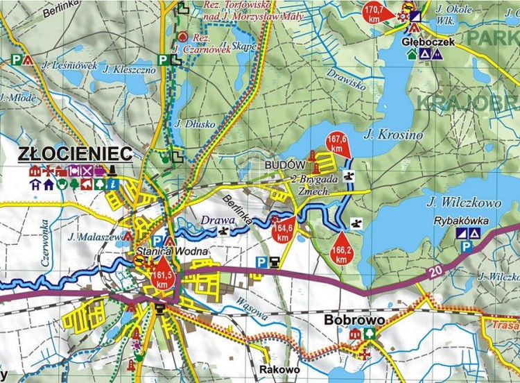 Drawa 1:85 000. Szlak Karola Wojtyły. Laminowana mapa kajakowa wydawnictwa EKO-MAP. Fragment 1