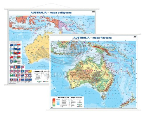 Australia 1:6 200 000. Dwustronna mapa ścienna. Polityczna i fizyczna