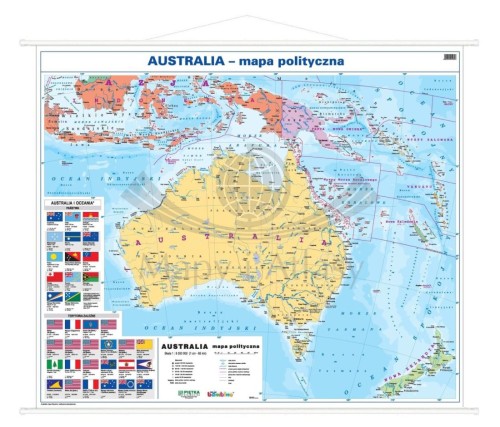 Australia 1:6 200 000. Dwustronna mapa ścienna. Polityczna i fizyczna. Strona polityczna