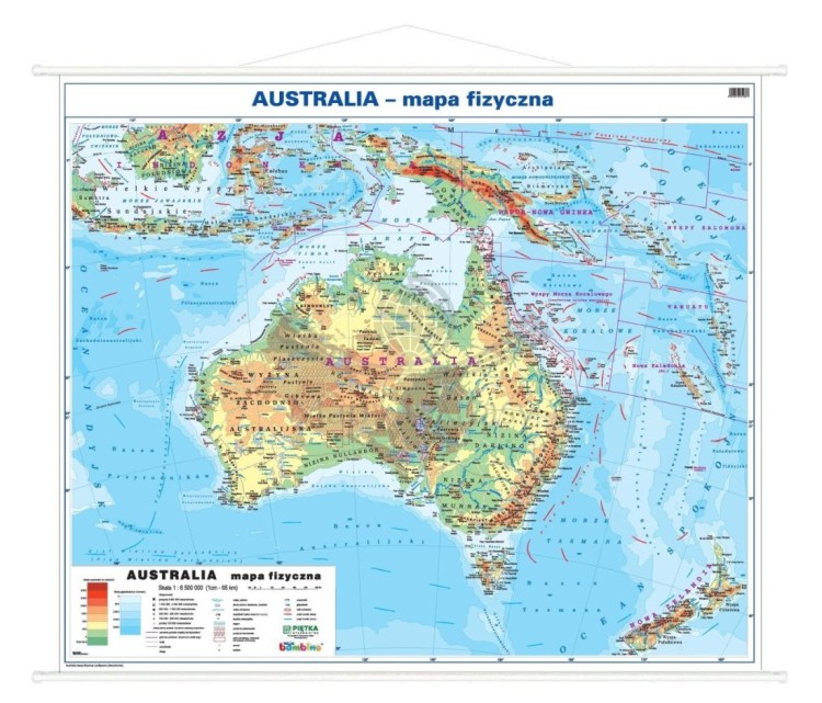 Australia 1:6 200 000. Dwustronna mapa ścienna. Polityczna i fizyczna. Strona fizyczna