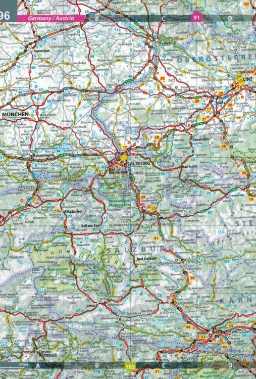 Europa. Atlas samochodowo-turystyczny wydawnictwa Michelin. Przykładowy arkusz 2