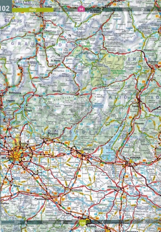 Europa. Atlas samochodowo-turystyczny wydawnictwa Michelin. Przykładowy arkusz 3