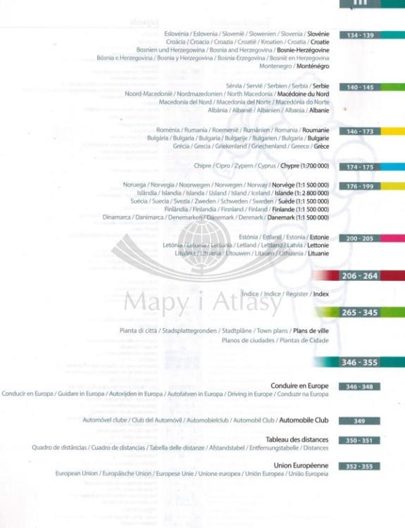 Europa. Atlas samochodowo-turystyczny wydawnictwa Michelin. Spis treści 2