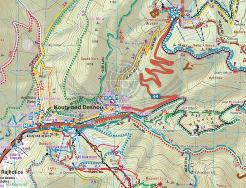 Jesioniki / Pradziad, Jesenik. Mapa turystyczna wydawnictwa Galileos. Fragment