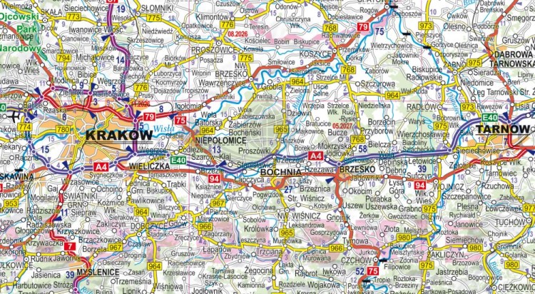 Polska 1:700 000. Foliowana mapa samochodowa wydawnictwa ExpressMap. Fragment