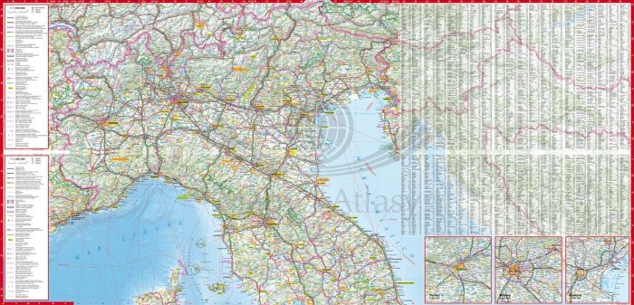 Włochy 1:1 050 000. Laminowana mapa samochodowo-turystyczna wydawnictwa ExpressMap. Druga strona