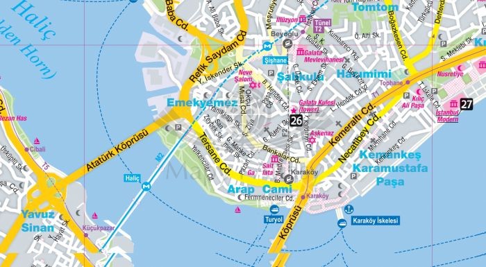 Stambuł. Laminowana mapa turystyczna + Miniprzewodnik wydawnictwa ExpressMap. Fragment 1