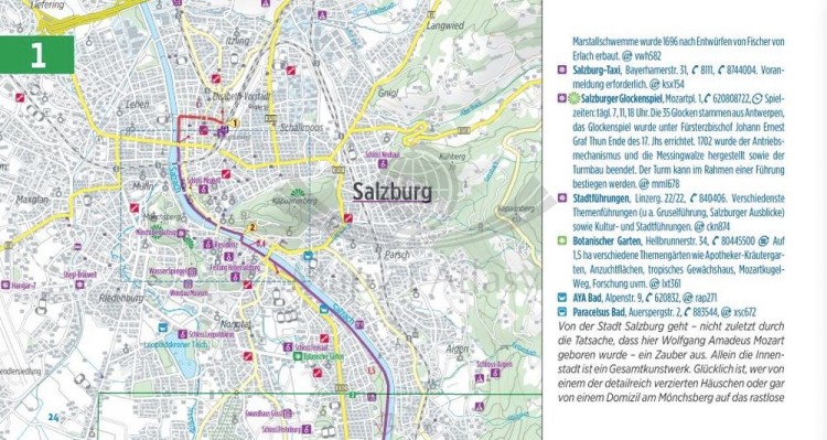 Alpe Adria Radweg: od Salzburga do Adriatyku / von Salzburg an die Adria. Atlas rowerowy wydawnictwa Verlag Esterbauer. Przykładowe strony 1