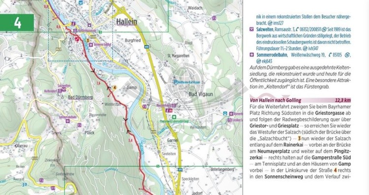 Alpe Adria Radweg: od Salzburga do Adriatyku / von Salzburg an die Adria. Atlas rowerowy wydawnictwa Verlag Esterbauer. Przykładowe strony 3
