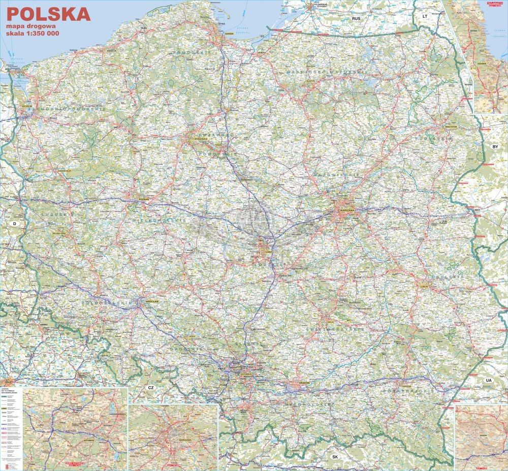 Polska 1:350 000. Mapa ścienna drogowa. Wyd. 2026