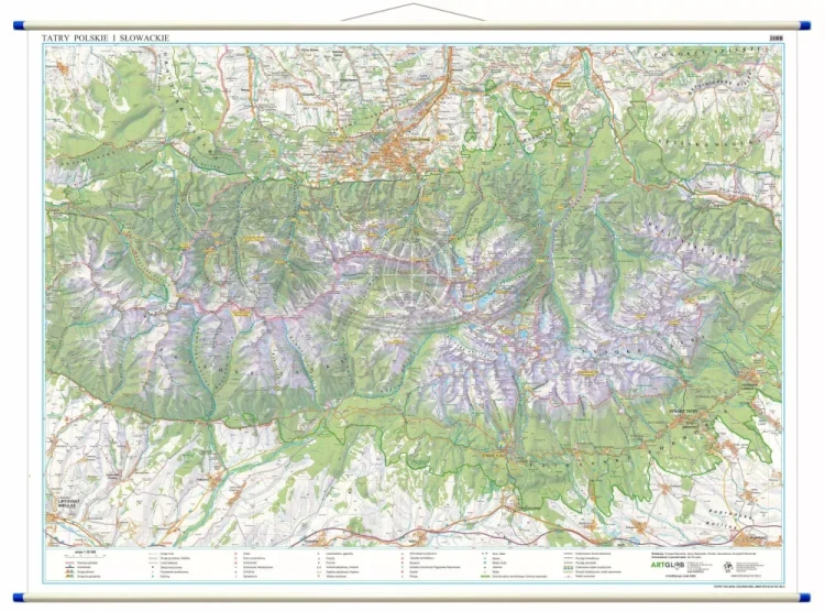 Tatry Polskie i Słowackie 1:35 000. Mapa ścienna turystyczna wydawnictwa ArtGlob.