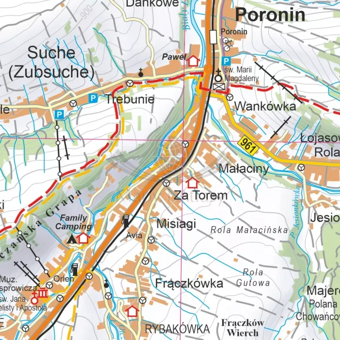 Tatry Polskie i Słowackie 1:35 000. Mapa ścienna turystyczna wydawnictwa ArtGlob. Fragment 2