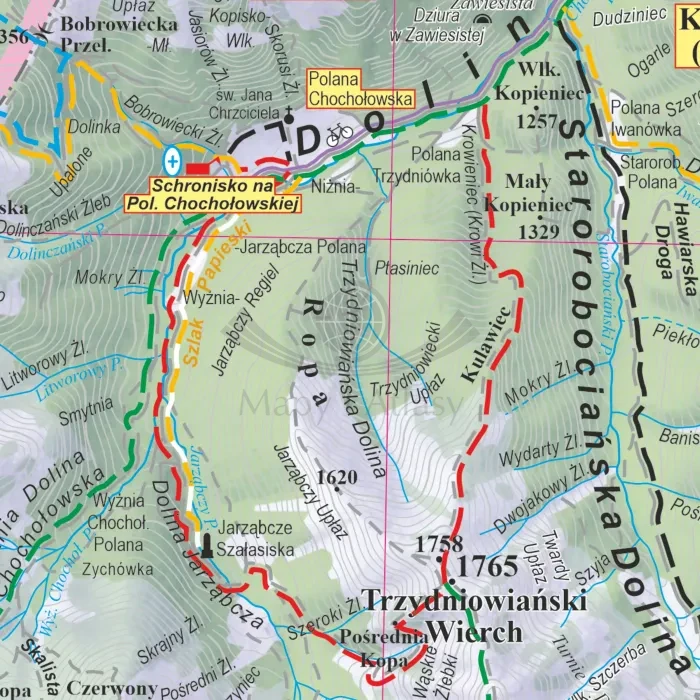 Tatry Polskie i Słowackie 1:35 000. Mapa ścienna turystyczna wydawnictwa ArtGlob. Fragment 4