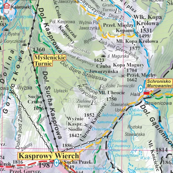 Tatry Polskie i Słowackie 1:35 000. Mapa turystyczna w wersji do wpinania. Fragment 2