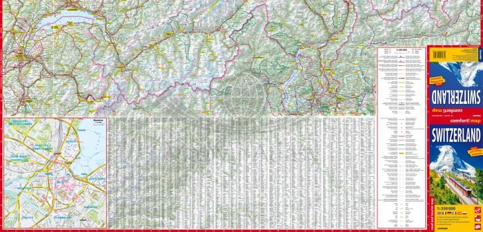 Szwajcaria 1:350 000. Laminowana mapa samochodowo-turystyczna wydawnictwa ExpressMap. Pierwsza strona