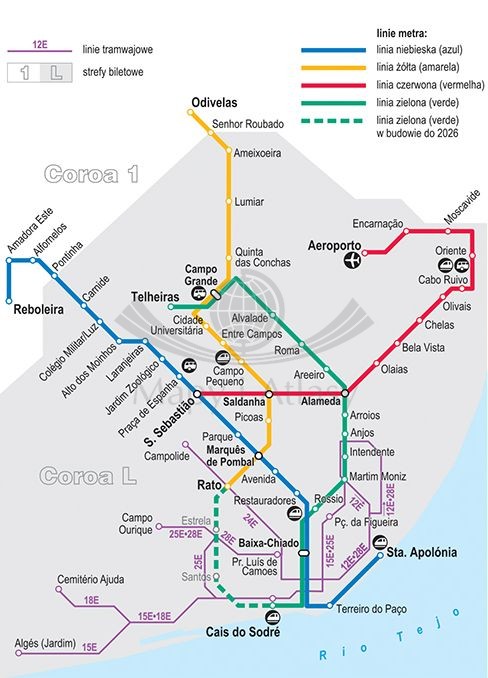Lizbona. Laminowana mapa / Plan miasta + Miniprzewodnik wydawnictwa ExpressMap. Schemat metra