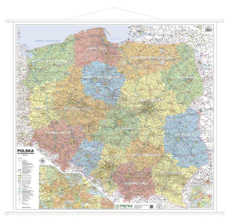 Polska 1:750 000. Mapa ścienna administracyjno-drogowa. Wersja STRONG
