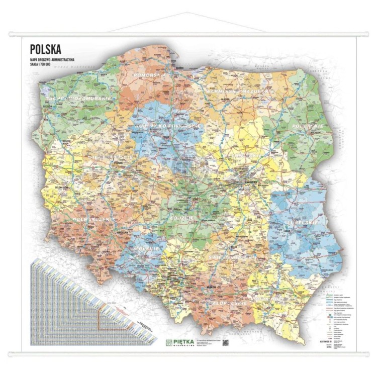 Polska 1:750 000. Mapa ścienna drogowo-administracyjna. Wersja STRONG