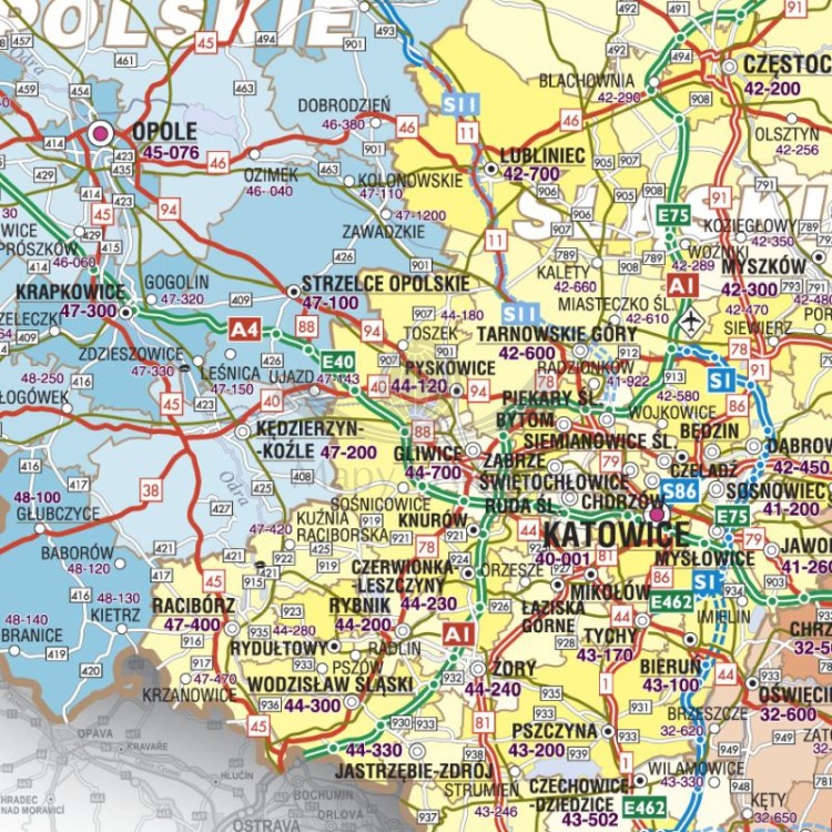 Polska 1:750 000. Mapa ścienna drogowo-administracyjna. Wersja STRONG. Fragment 2