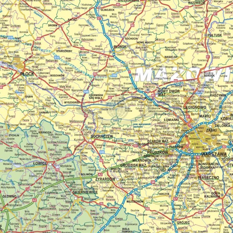 Polska 1:750 000. Naklejka, mapa ścienna administracyjno-drogowa. Fragment 2