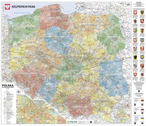 Polska 1:500 000. Naklejka, mapa ścienna administracyjno-samochodowa