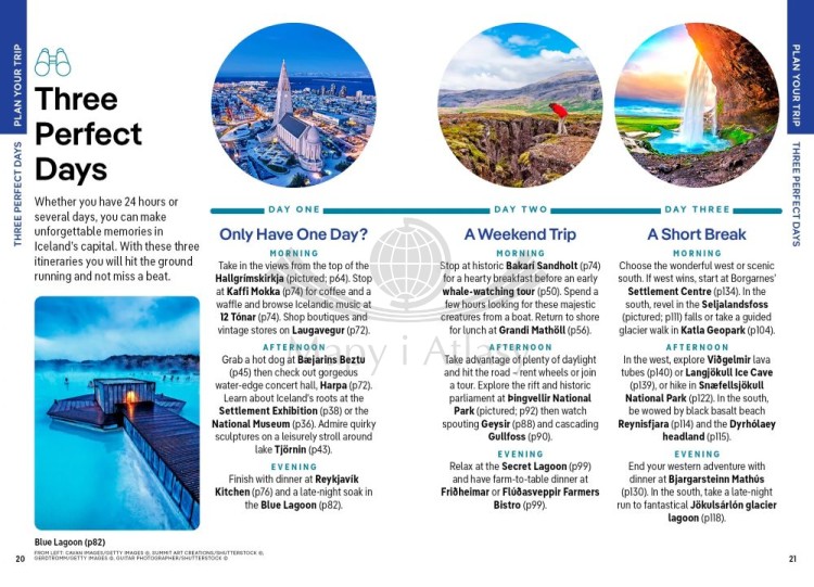 Rejkiawik i południowo-zachodnia Islandia / Reykjavik and Southwest Iceland. Przewodnik wydawnictwa Lonely Planet. Przykładowe strony 1