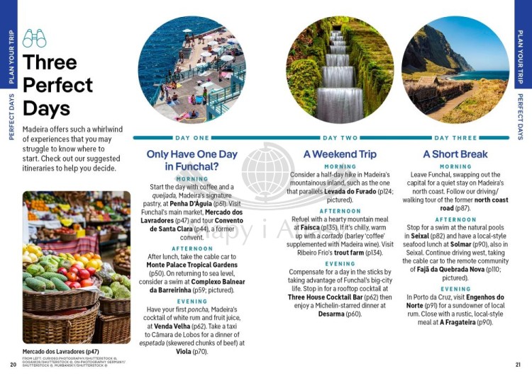 Madera / Madeira. Przewodnik Pocket z mapą wyspy wydawnictwa Lonely Planet. Przykładowe strony 1