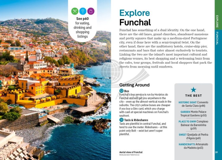 Madera / Madeira. Przewodnik Pocket z mapą wyspy wydawnictwa Lonely Planet. Przykładowe strony 3