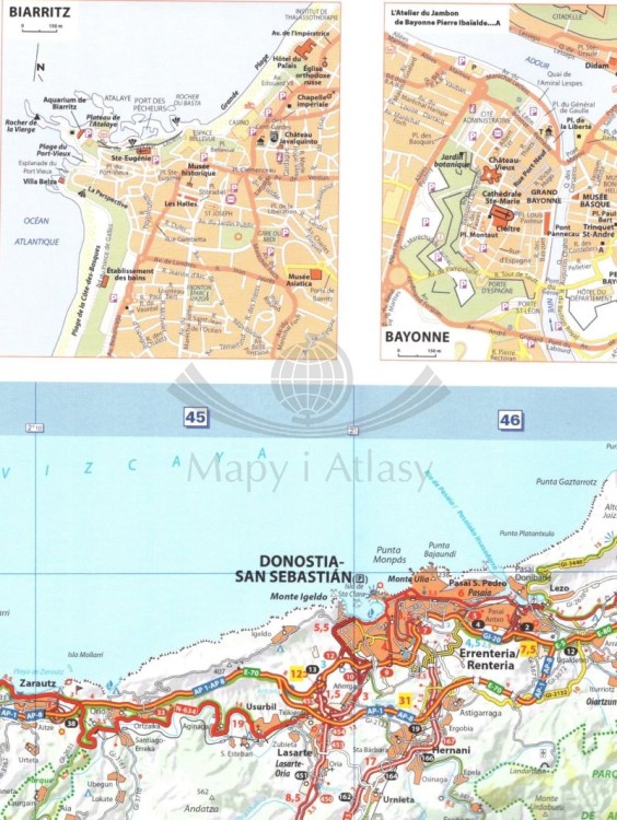 Kraj Basków, północna Nawarra. Mapa samochodowo-turystyczna 144 wydawnictwa Michelin. Fragment 1