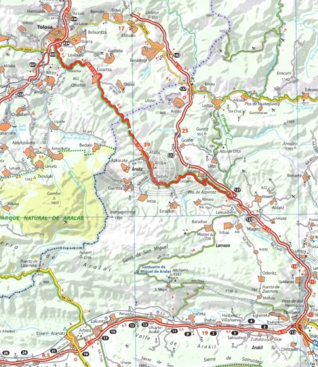 Kraj Basków, północna Nawarra. Mapa samochodowo-turystyczna 144 wydawnictwa Michelin. Fragment 2