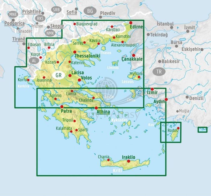 Grecja 1:500 000. Mapa samochodowo-turystyczna wydawnictwa Freytag & Berndt. Zasięg
