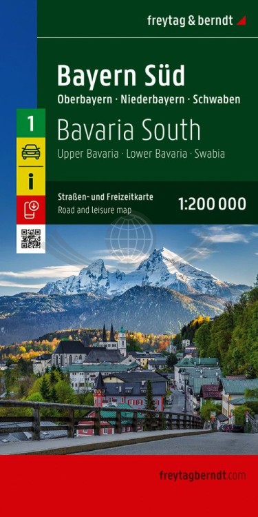 Południowa Bawaria - Górna i Dolna, Szwabia. Mapa samochodowo-turystyczna /1/ wydawnictwa Freytag & Berndt. Okładka