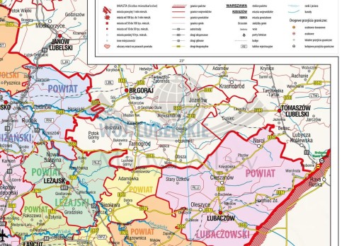Województwo podkarpackie 1:140 000. Mapa ścienna administracyjna. Drewniane półwałki. Fragment 1