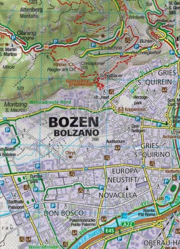 Bolzano i okolice. Wodoodporna mapa turystyczna 154 wydawnictwa Kompass. Fragment 1