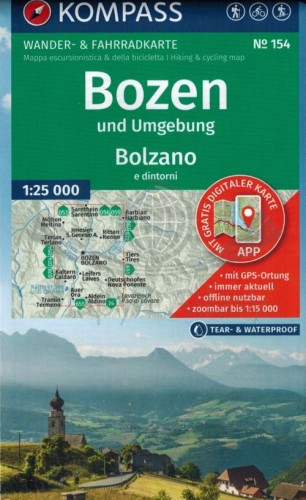 Bolzano i okolice. Wodoodporna mapa turystyczna 154 wydawnictwa Kompass. Okładka