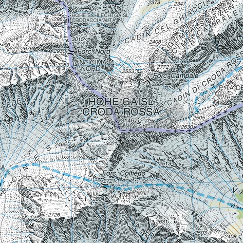 Pragser Dolomiten - Enneberg / Dolomiti di Braies - Marebbe. Wodoodporna mapa turystyczna 031 wydawnictwa Tabacco. Fragment