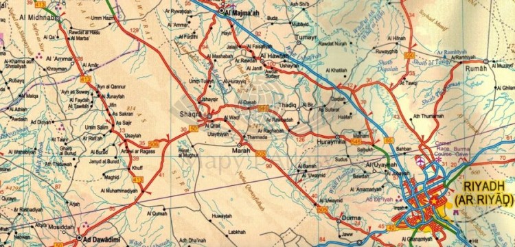 Arabia Saudyjska i Kuwejt. Mapa samochodowo-turystyczna wydawnictwa ITMB. Fragment