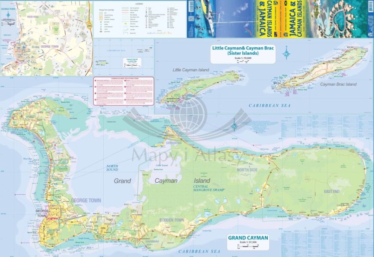 Jamajka i Kajmany. Wodoodporna mapa samochodowo-turystyczna wydawnictwa ITMB. Strona druga