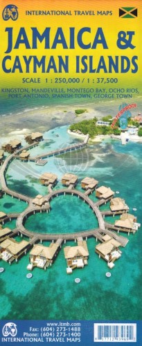 Jamajka i Kajmany. Wodoodporna mapa samochodowo-turystyczna wydawnictwa ITMB. Okładka