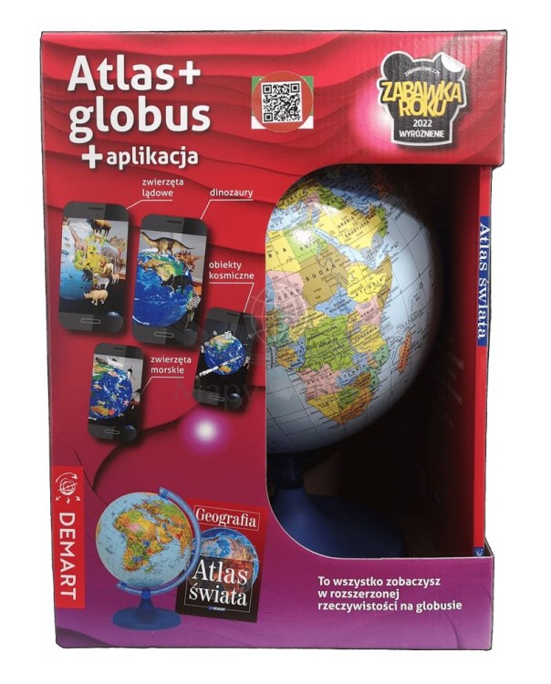 Świat. Pakiet szkolny: atlas geograficzny + globus polityczny wydawnictwa Demart