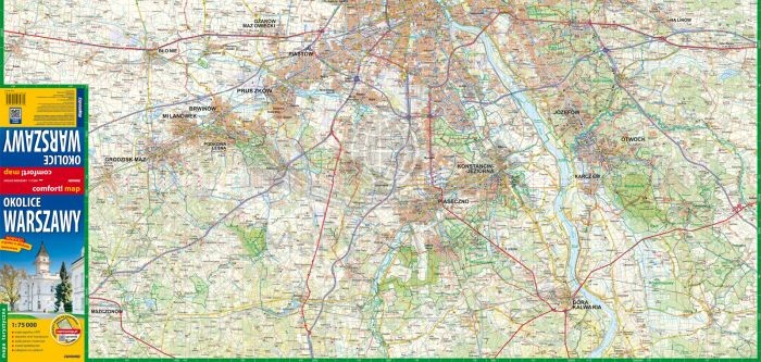 Okolice Warszawy 1:75 000. Laminowana mapa turystyczna wydawnictwa ExpressMap. Strona pierwsza