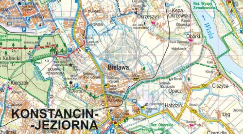 Okolice Warszawy 1:75 000. Laminowana mapa turystyczna wydawnictwa ExpressMap. Fragment