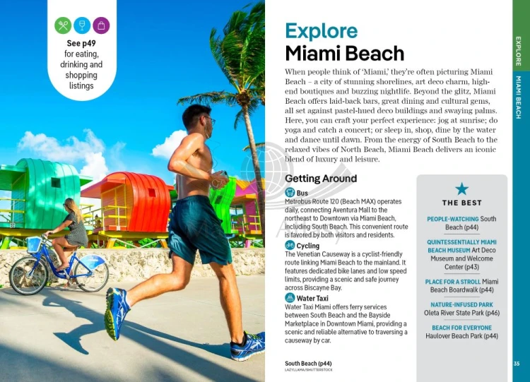Miami. Przewodnik Pocket z mapą wydawnictwa Lonely Planet. Przykładowe strony 3