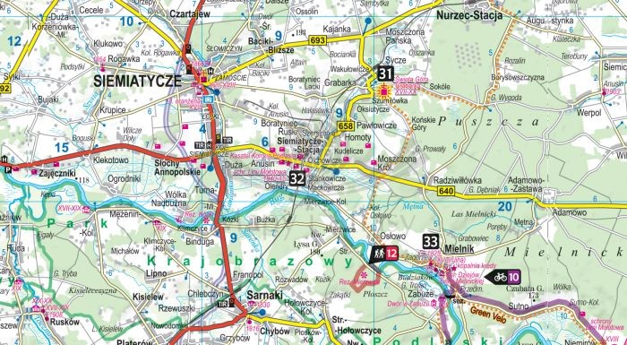Podlasie. Laminowana mapa turystyczna + Miniprzewodnik wydawnictwa ExpressMap. Fragment