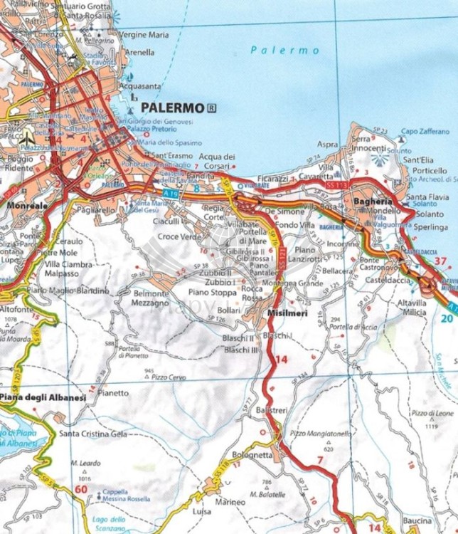 Sycylia 1:220 000. Mapa samochodowo-turystyczna 365 wydawnictwa Michelin. Fragment